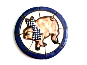Ceramic Painted Pig Mosaic Wall Hanging Artist Signed Hogan Young - Picture 1 of 5