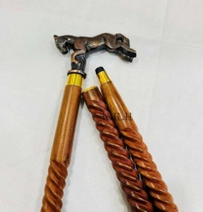 Vintage Designer Horse Head Handle Handmade Wooden Walking Stick Cane For Unisex - Picture 1 of 6