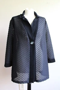 Slinky Brand 1X Black Diamond Texture One-Button Cardigan Jacket SJ2 - Picture 1 of 11