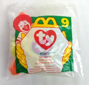Ty Teenie Beanie Baby "Quacks" 1996 McDonald's prima serie #9 nuovo - Foto 1 di 4