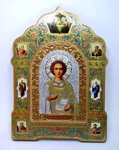 Ikone heiliger Panteleon икона святой целитель Пантелеймон освящена 25x18x0,6 cm - Picture 1 of 1