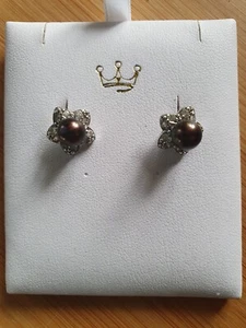 Isle of Wight Bronze Pearl Earrings - Picture 1 of 4