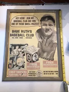 Vintage 1995 Babe Ruth's Baseball Club Tin Sign Replica 12x16 - Picture 1 of 4