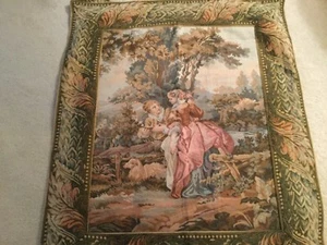 Französisches gewebtes Paar Liebe Wohndeko Kunst feiner Wandbehang Wandteppich 36 x 30" NEU - Bild 1 von 5