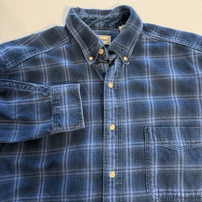 LL Bean Men's Button Up Flannel Shirt Size M Blue Plaid Button Up Long Sleeve - Image 1 of 4