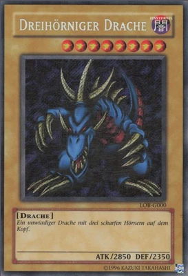 YuGiOh Dreihörniger Drache (V.1) LOB-DE000 Secret Rare Light Played 1st - Bild 1 von 2