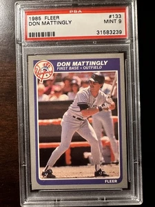 1985 FLEER DON MATTINGLY #133 * YANKEES * COME NUOVO PSA 9 - Foto 1 di 2