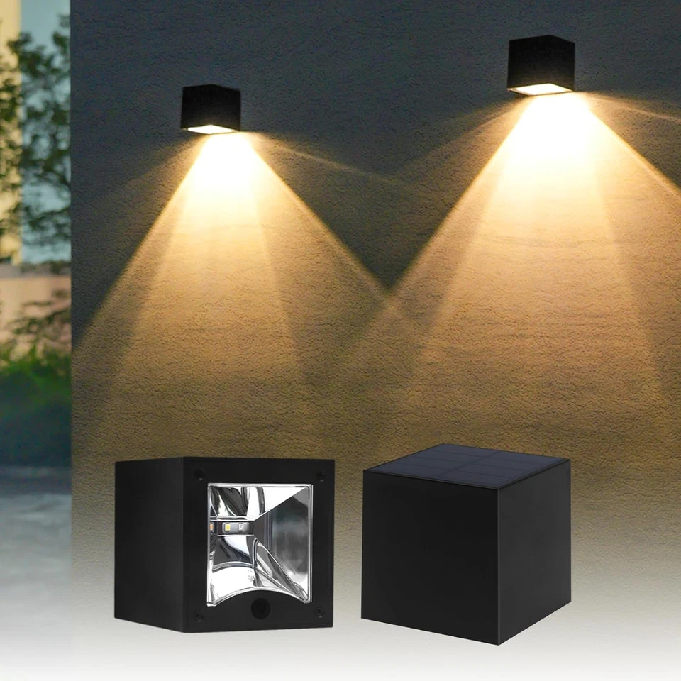 Luces de Pared Solares Exterior, Luz de Valla Solar IP65 Impermeable LED Downlights con Foto 1 de 4