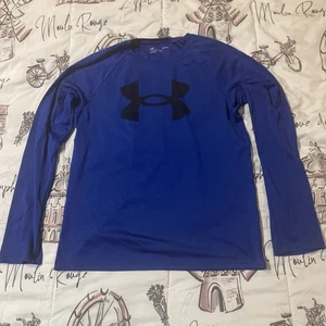 Under Armour, Solid Blue, Dri-fit Long Sleeve Shirt, Size: Small 18-20 Teen - Picture 1 of 4