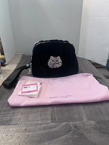 Kate Spade Party Velvet Cat Kitty Purse Shoulder Clutch Wristlet READ - Picture 1 of 19
