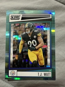 2022 Panini Score Football TJ Watt Light Blue Racer SP /199 #216 Steelers - Bild 1 von 2
