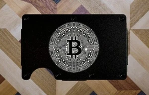 Cartera Bitcoin Blockchain Delgada Metal RFID Bloqueo Minimalista Grabada - Imagen 1 de 7