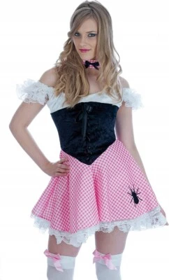 FUN SHACK Ladies Pink White Little Miss Muffet Fairytale Nursery Rhyme Costume Size 12