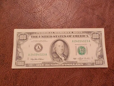 $100 Bill Old Small Face Series 1993, FRB Boston, Massachusetts (A24094023A) - Image 1 of 4