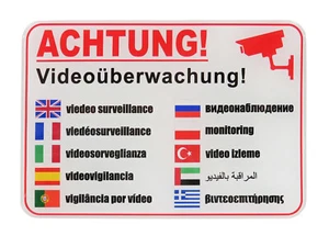 3D Aufkleber Warnhinweis Videoüberwachung Achtung rot weiß 70 x 100 mm 900150 - Bild 1 von 6