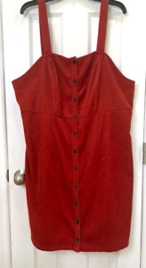 Jumper dress plus size 1X no tag check measurements rust color corduroy button 