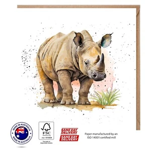 Rhinoceros Greeting Card - Australian Designs The Creature set Luxury Materials - Picture 1 of 3