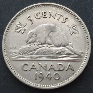 1940 Canada 5 Cent Coin KM# 33 WBS36 - Picture 1 of 2