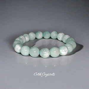 Clearance Green Larimar Bracelet Natural Stones 10mm Unisex Stretch Bracelet - Picture 1 of 6