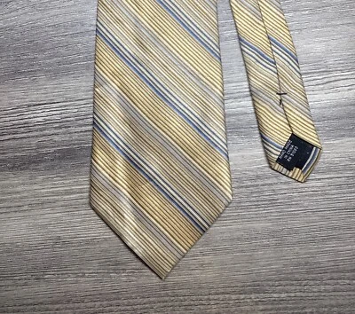 Vintage PURITAN Men's Tie BROWN BLUE STRIPED PATTERN 100% Silk 60" x 4" Foto 1 de 4