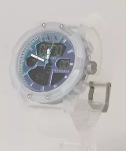 A|X Armani Exchange Watch AX2963 Men's Clear Silicone Band analog digital New - Picture 1 of 3