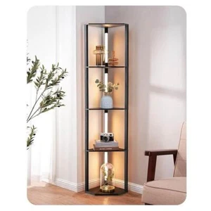 EDISHINE Stehlampe mit Holzregal, Bücherregal mit LED-Beleuchtung, Dimmbar - Bild 1 von 8