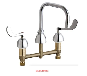 Chicago Faucets 201-ADB6AE3-317AB Kitchen Sink Faucet w/o Spray Chrome Plate - Picture 1 of 5