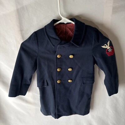 Antigo Casaco de Lã Fieldston Meninos Guarda Costeira Marinheiro Acolchoado Marinha Crianças Anos 60 Anos 70 - Imagem 1 de 4