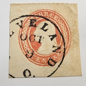 US Cut Square Sc U1, 3c red on white, Used CV$35.00 (504C89) - Picture 1 of 1
