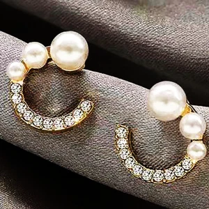 Mode Ohrringe Geometrie Vergoldet Ohrstecker Perle Kristall Schmuck Ohrringe Dam - Bild 1 von 15