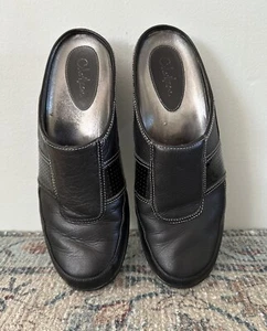 Preowned Cole Haan Air Lara Mule Slip On Leather Wedge Shoes Black Women’s Sz 8 - Picture 1 of 12