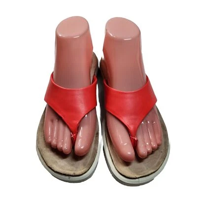 Sandalias de Tanga Ecco Para Mujer Talla 36 EE. UU. 5 Cuero Corcho Coral Neón 53 Foto 1 de 4