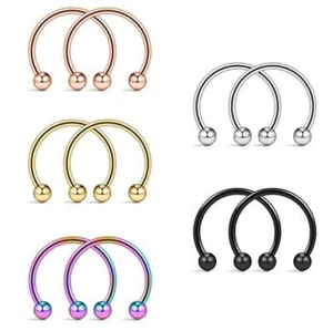 10PCS 16G Surgical Steel Nose Septum Horseshoe Hoop Earring Tragus Lip Piercing - Picture 1 of 7