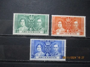 Ascension Island 1937 - KGVI Coronation - Complete MH Set - SG35 - 37 - Picture 1 of 6