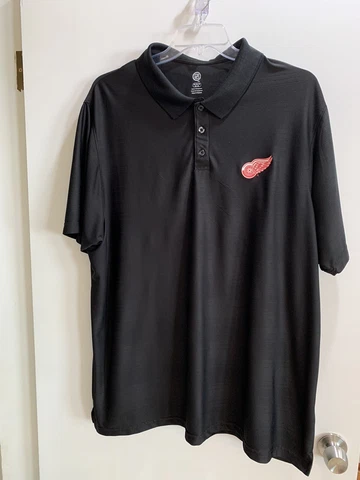 Detroit Red Wings NHL Polo Black Golf Shirt Mens Sz 3XL Hockey Red Wing Logo *⬇️ Cover