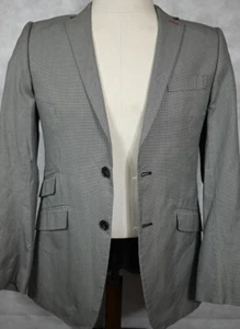 NEW $295 Ben Sherman Gray and Black Houndstooth 100% Cotton Sport Coat Blazer M - Picture 1 of 8