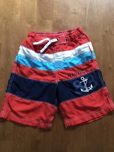 Nautica Boys Swim Shorts Swim Trunks Swim Bottoms Red White Anchor Blue Size 7 - Picture 1 of 3