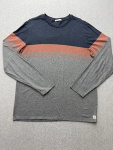 Marine Lagenlook Hemd Herren Large marineblau grau Colorblock Streifen Langarm Rundhalsausschnitt - Bild 1 von 9
