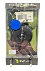 ReTrak Retractable HDMI 1.4 Cable 5ft A-to-A Adapter Cord Black 1080p New - Picture 1 of 3