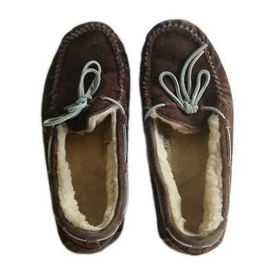 Zapatillas Ugg Dakota Mocasín Cuero Piel de Oveja Mujer 8 Browan con Cuerda Verde Azulado Foto 1 de 4