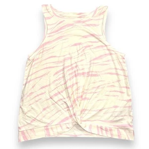 Old Navy Luxe Girls Tank Top Shirt Twist Hem Pink Stripe Animal Print Medium 8 - Picture 1 of 6