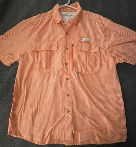 Gander Mountain Guide Serie orangefarbenes SS-Hemd mit Gingham-Karo für Herren. Größe L - Bild 1 von 5