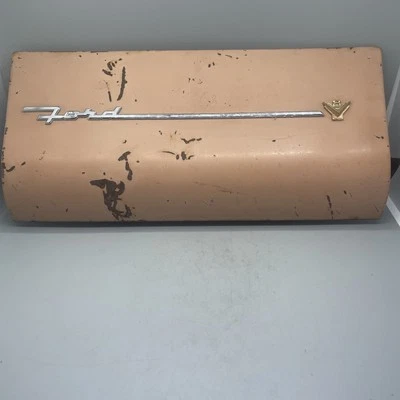 1955 FORD GLOVE BOX DOOR WITH EMBLEM V8 FAIRLANE VICTORIA CUSTOMLINE AH - Image 1 of 4