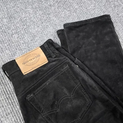 Pantalones de Gamuza Skotts Vintage Talla 28 Negro Lavable Gamuza Cuero Canadá Años 90 27x31 Foto 1 de 4