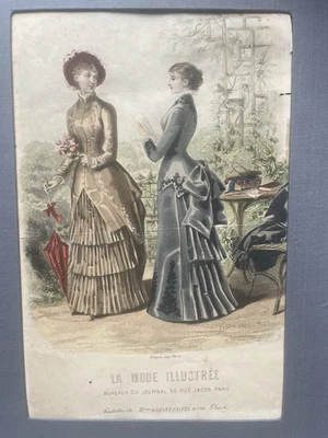 Gravure XIX ème 'La Mode Illustrée' signée Bonnard  imp. Leroy à Paris - Photo 1/4