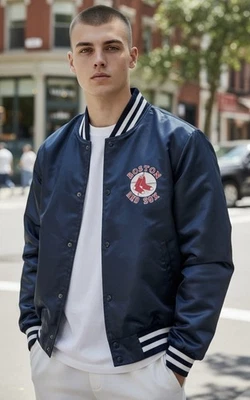 Vintage 1990s Swingster Boston Red Sox MLB Satin Bomber Jacket Men’s Large - Image 1 of 4