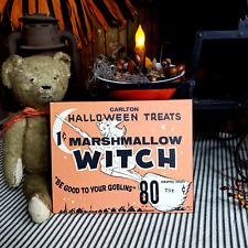 VINTAGE PRIMITIVE RETRO STYLE HALL0WEEN TREATS 79 CENTS MARSHMALLOW WITCH SIGN
