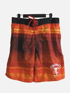 Fireball Whiskey Men's Swim Trunks Shorts Size M Mesh Lining Orange Black - Picture 1 of 10