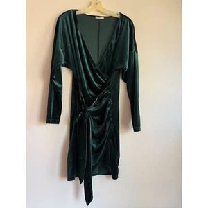 NWOT Zaberry Green Velour Faux Wrap Dress - Picture 1 of 6
