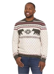 Lands’ End Classic Fairisle Holiday Sweater Mens Size L Classic Fit Crew Neck - Picture 1 of 7